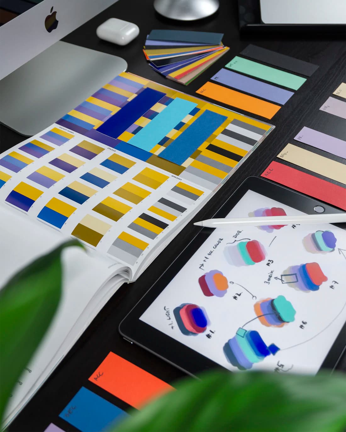 Brand color palettes and identity boards